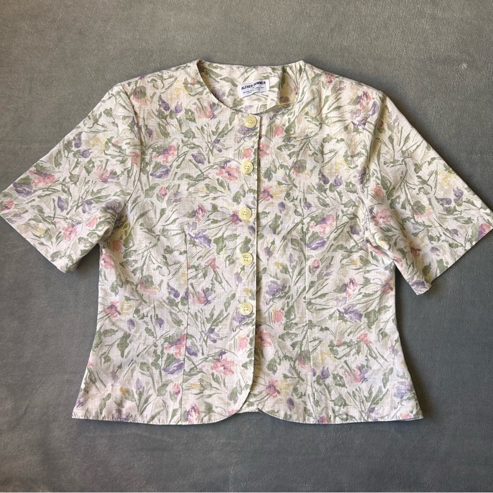 Alfred Dunner top floral,‎ Women's, button down, Size 12 Machine Wash, TumbleDry